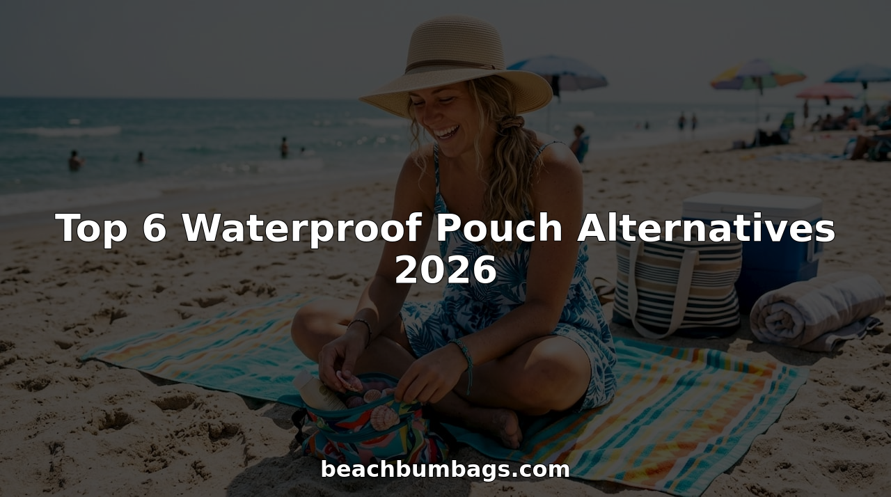 Woman packing waterproof pouch at beach