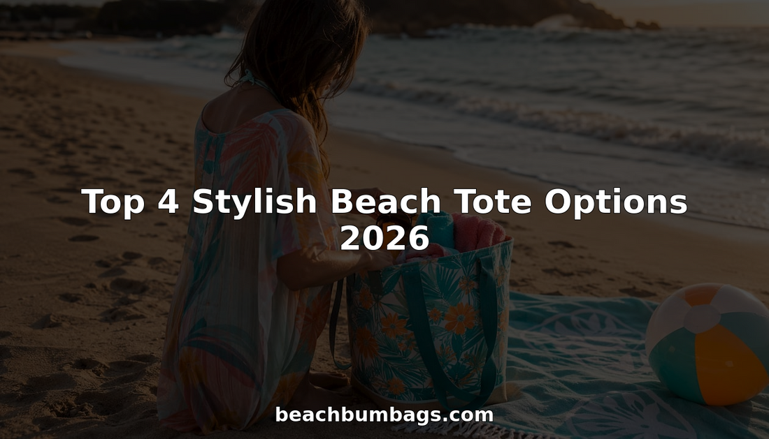 Woman packing stylish beach tote at shore