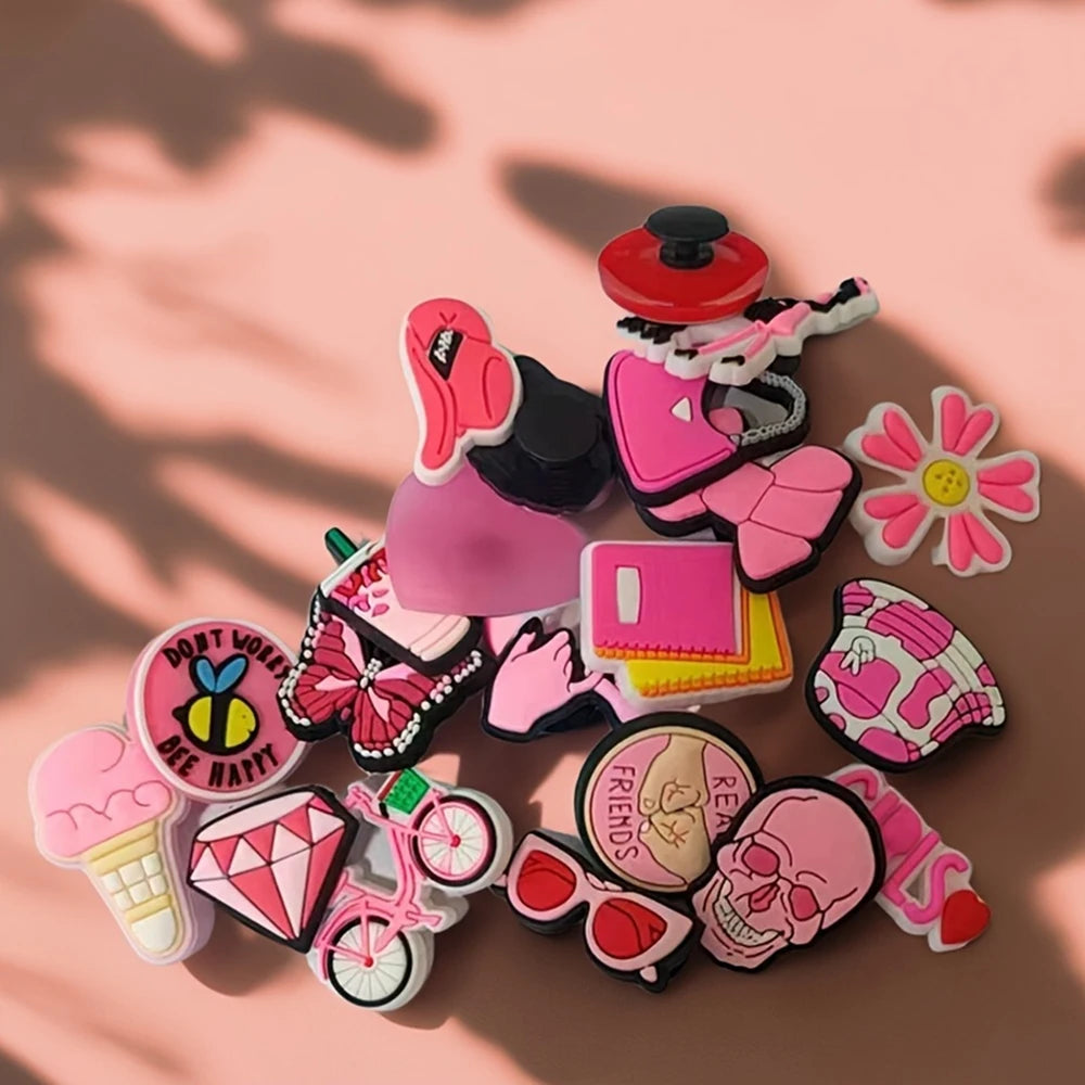 Pink Bag & Shoe Charms – 36-Piece Girly Charm Set
