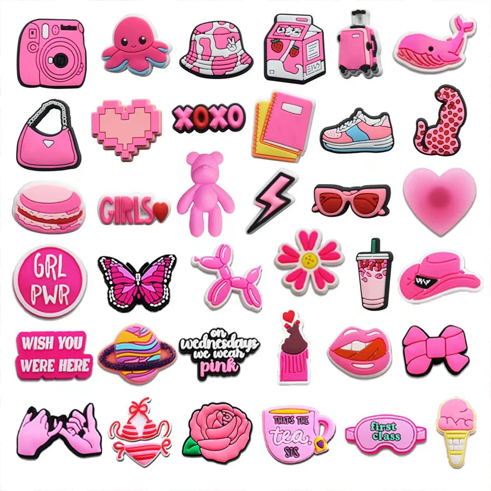Pink Bag & Shoe Charms – 36-Piece Girly Charm Set