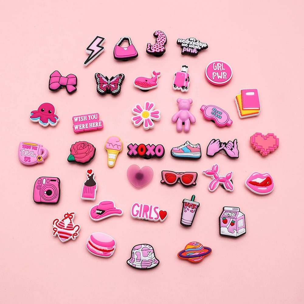 Pink Bag & Shoe Charms – 36-Piece Girly Charm Set