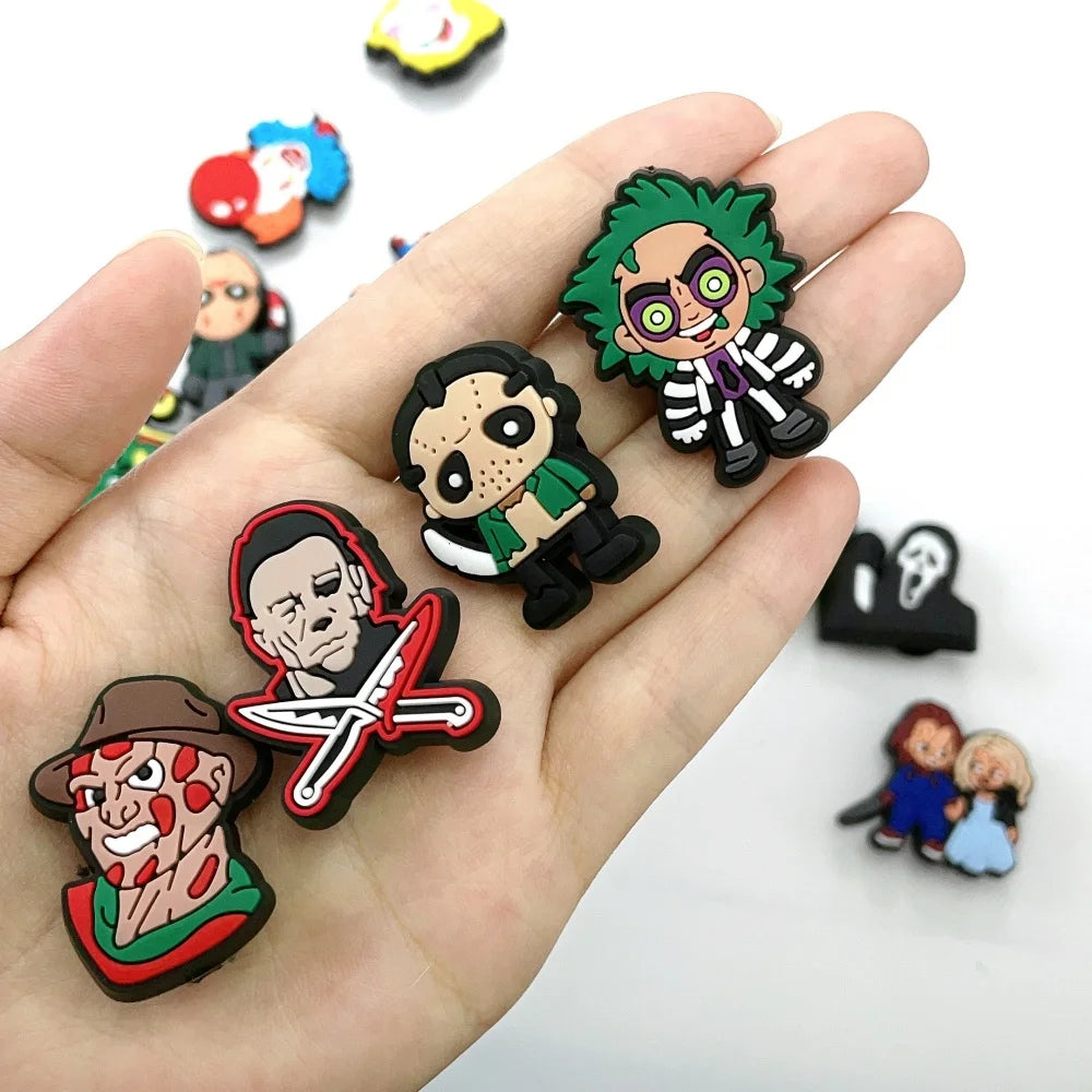 32-Piece Halloween Horror Shoe Charms – Scary Movie Inspired Charms, Spooky Shoe Accessories, Halloween Charms, Horror Fan Gift