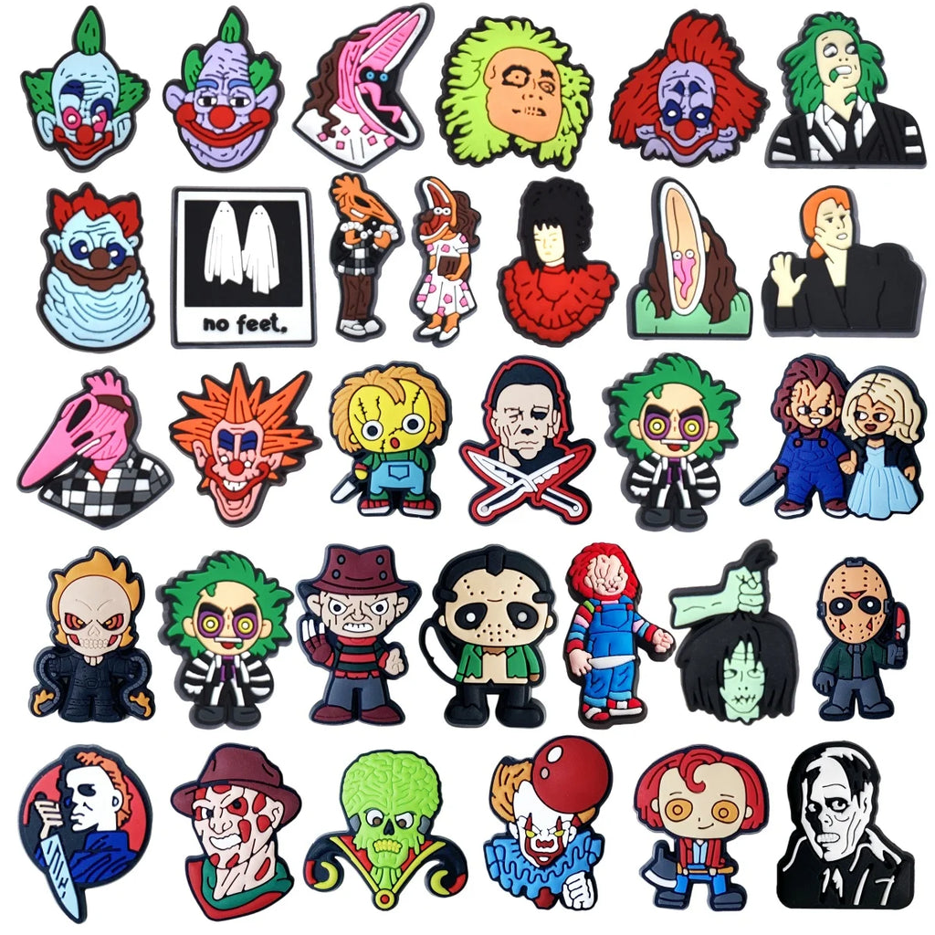 32-Piece Halloween Horror Shoe Charms – Scary Movie Inspired Charms, Spooky Shoe Accessories, Halloween Charms, Horror Fan Gift
