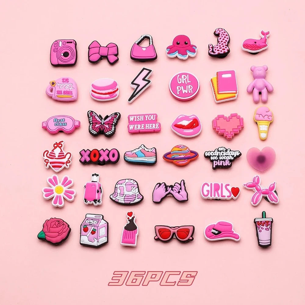 Pink Bag & Shoe Charms – 36-Piece Girly Charm Set
