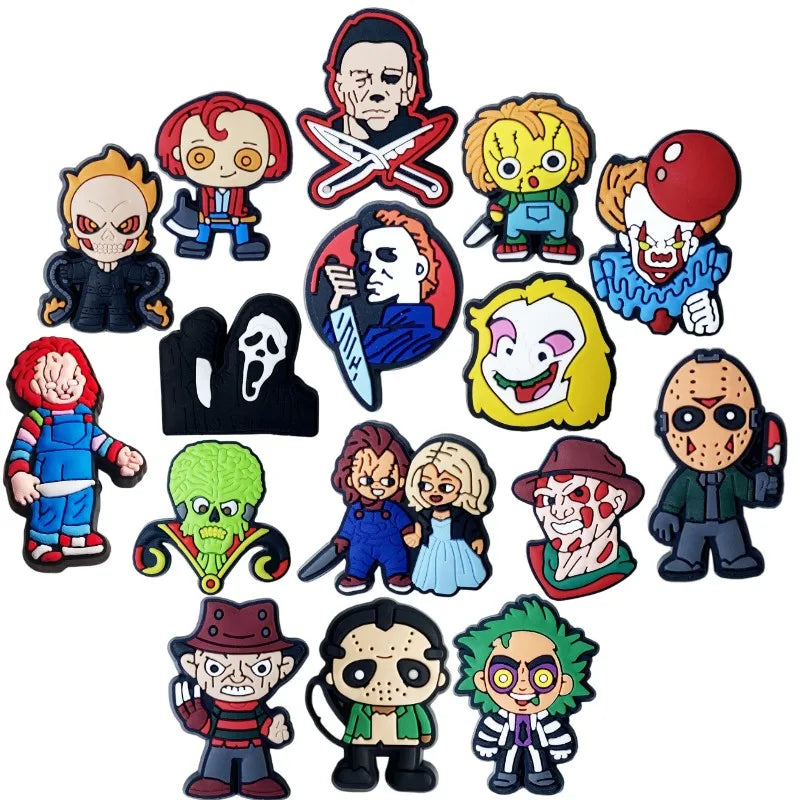 32-Piece Halloween Horror Shoe Charms – Scary Movie Inspired Charms, Spooky Shoe Accessories, Halloween Charms, Horror Fan Gift