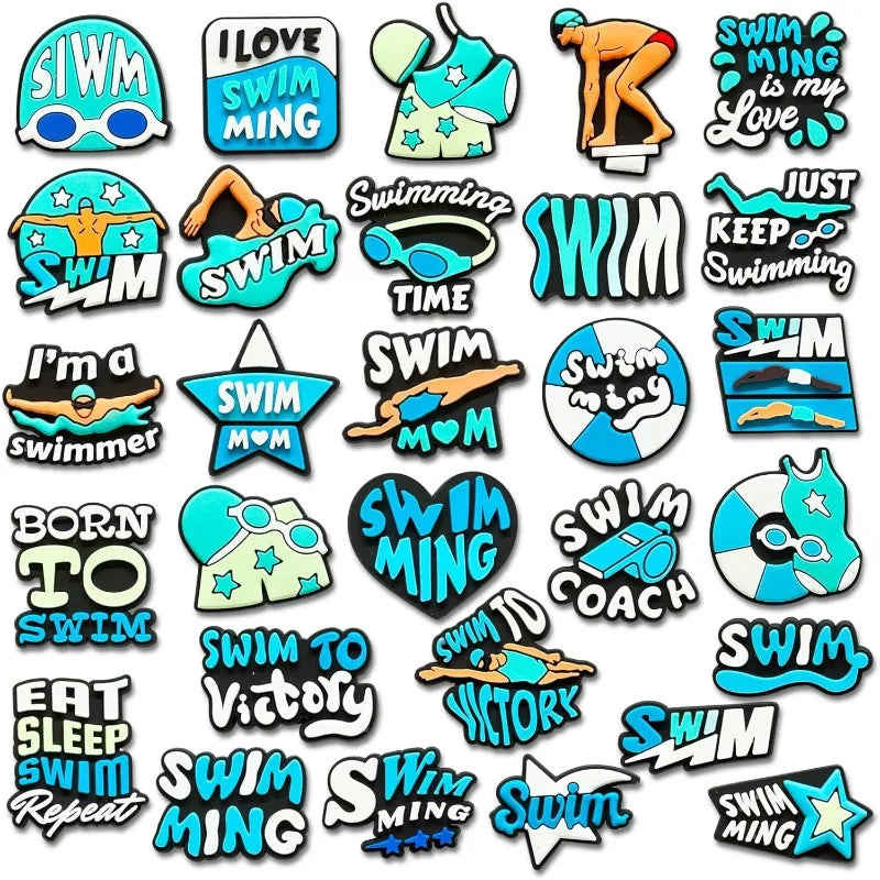 Swim Team Bag Charms | 29-Piece Swimming Charm Set