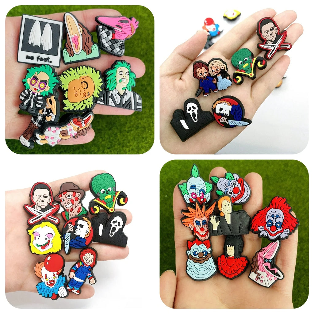 32-Piece Halloween Horror Shoe Charms – Scary Movie Inspired Charms, Spooky Shoe Accessories, Halloween Charms, Horror Fan Gift
