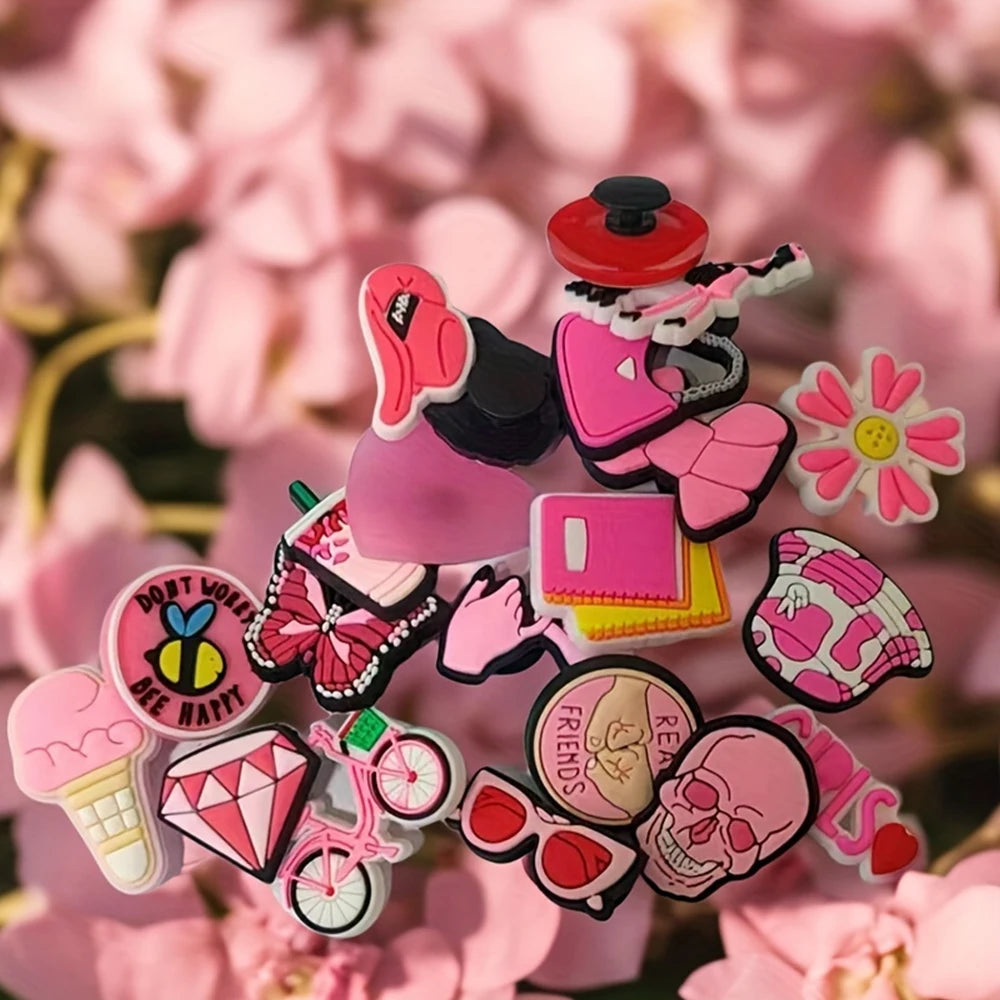 Pink Bag & Shoe Charms – 36-Piece Girly Charm Set