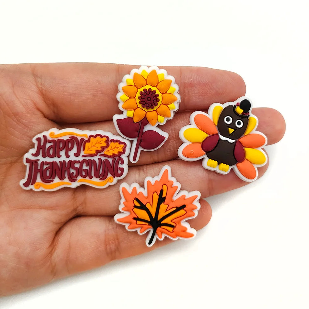 20-Piece Thanksgiving Bag / Clog Shoe Charms – Fall Shoe Accessories, Turkey & Autumn Charms, Thanksgiving Gifts, Clog Charms