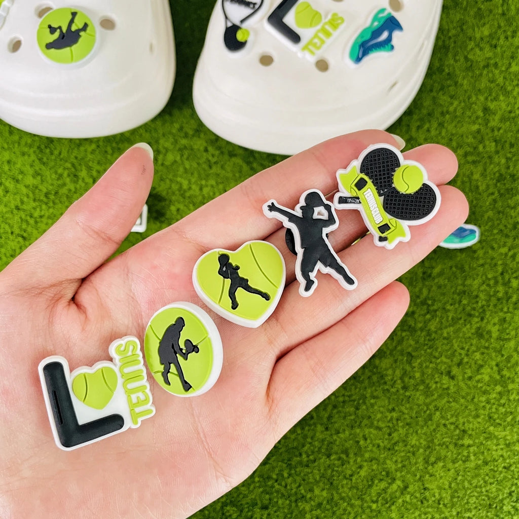 Tennis Bag / Clog Shoe Charms – 12 or 32 Piece Tennis Charm Set, Tennis Team Gifts, Sports Shoe Accessories, Tennis Player Gift