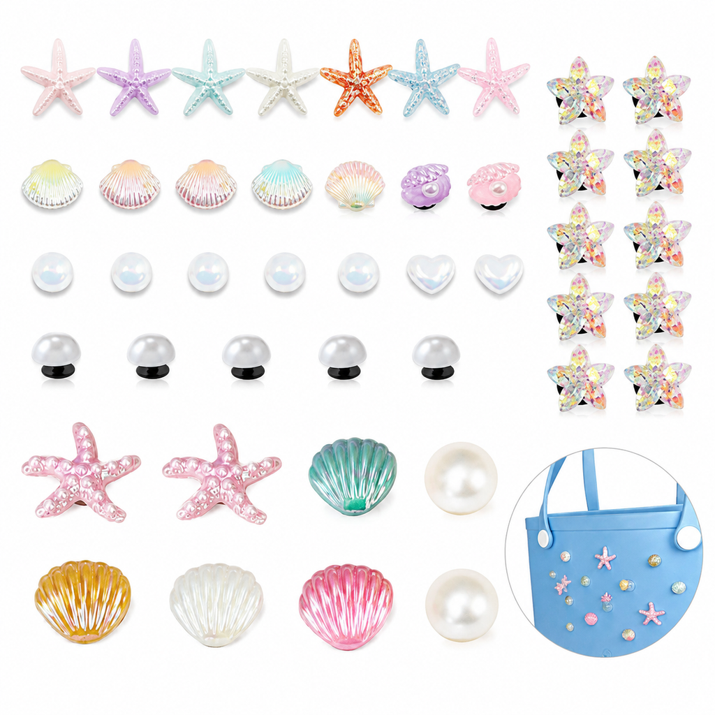 Coastal Pearl & Seashell Bag Charms | Starfish Beach Accessories